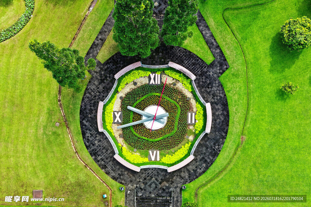 空中俯瞰圆形绿地景观