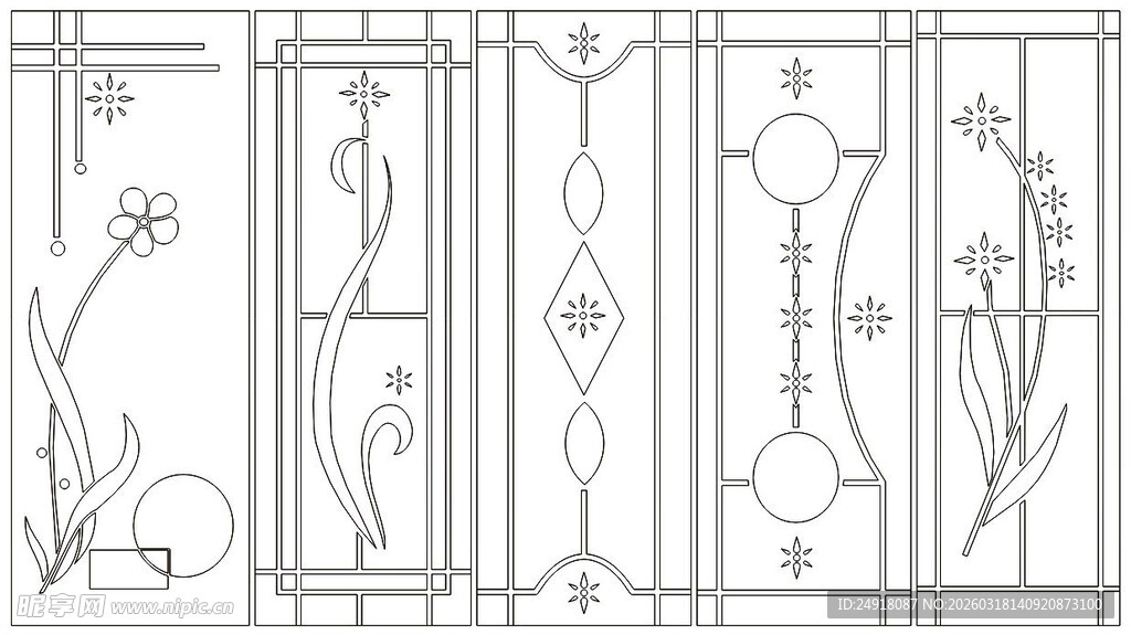 移门图案 线条画 素描图案