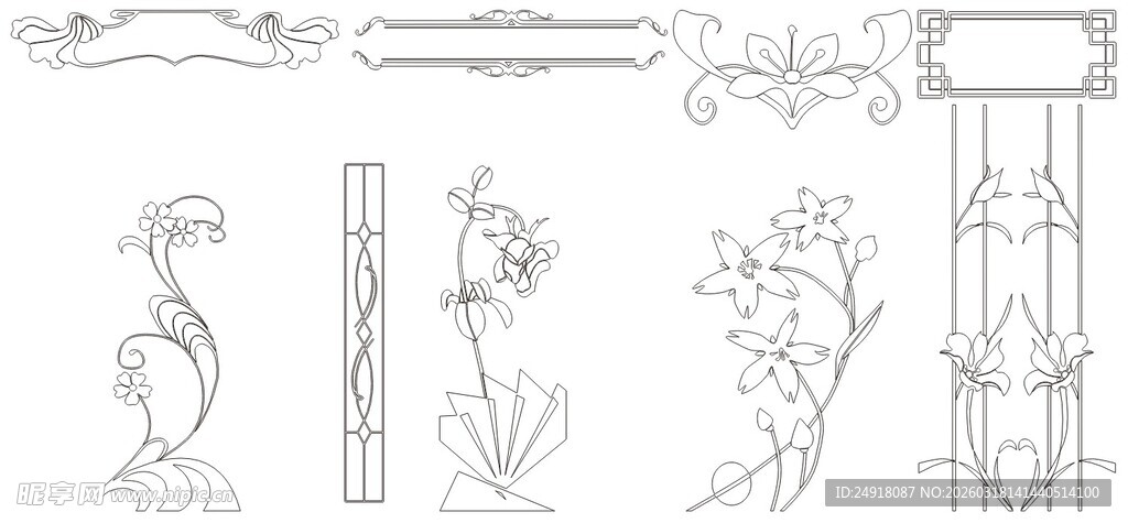 移门图案 线条画 素描图案 