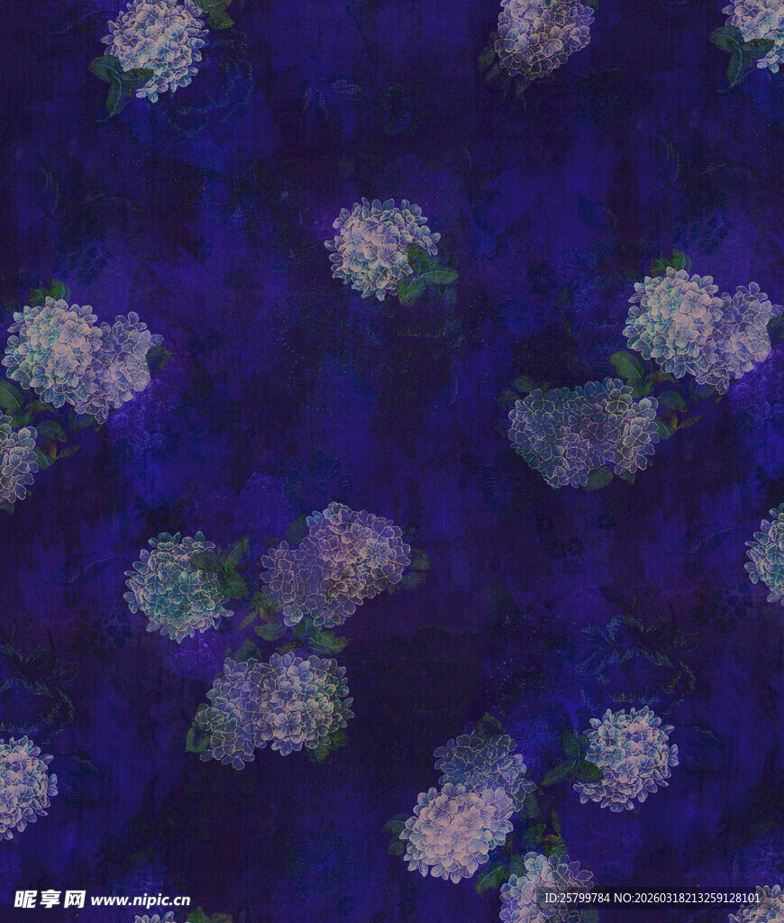 紫色花卉图案布料纹理