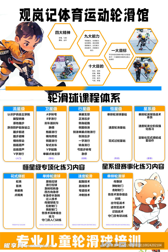 儿童轮滑培训课程宣传海报