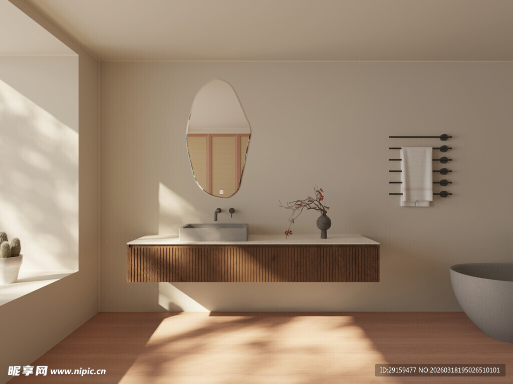 简约浴室室内光影场景