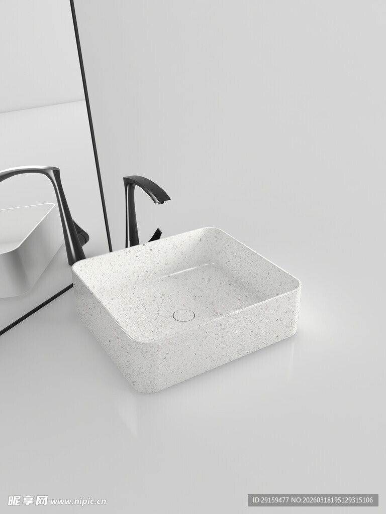 简约白色方形陶瓷洗手盆