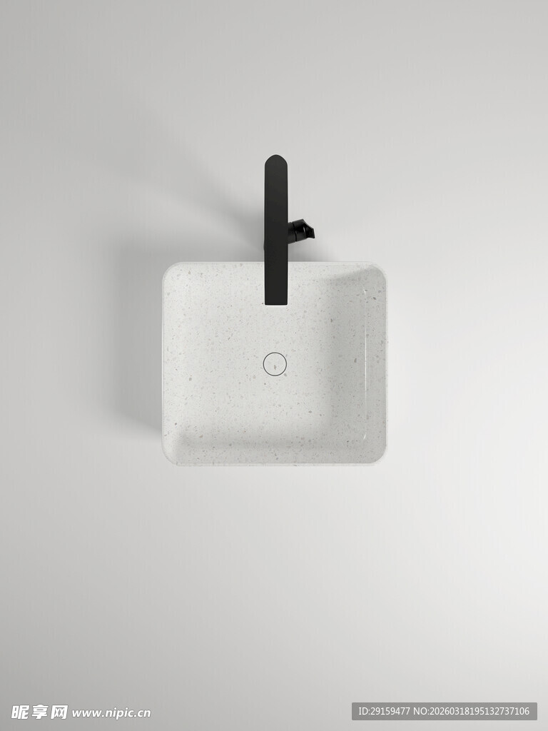 简约方形洗手盆配黑龙头