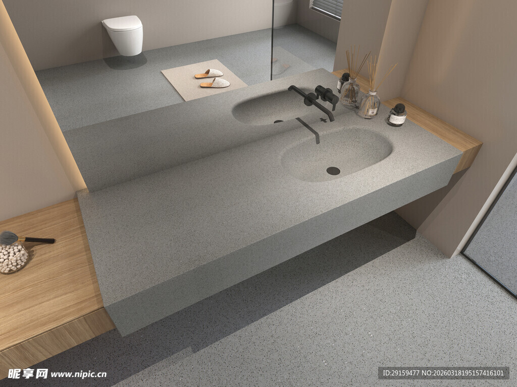 现代简约风浴室洗手台设计