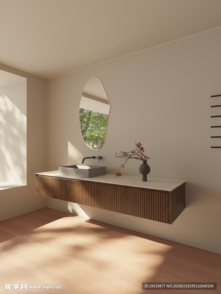 简约明亮的现代风浴室空间