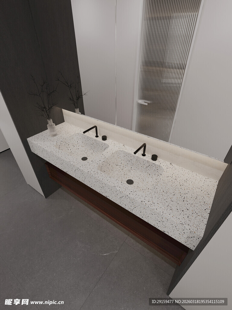 现代风格双盆洗手台