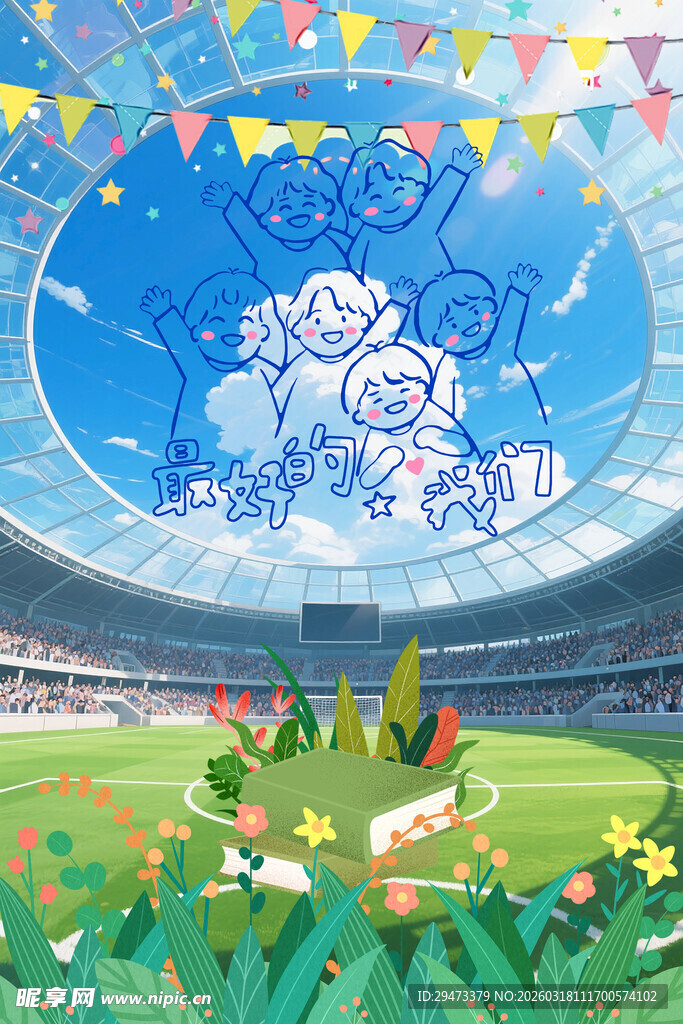 梦幻卡通风格体育场场景