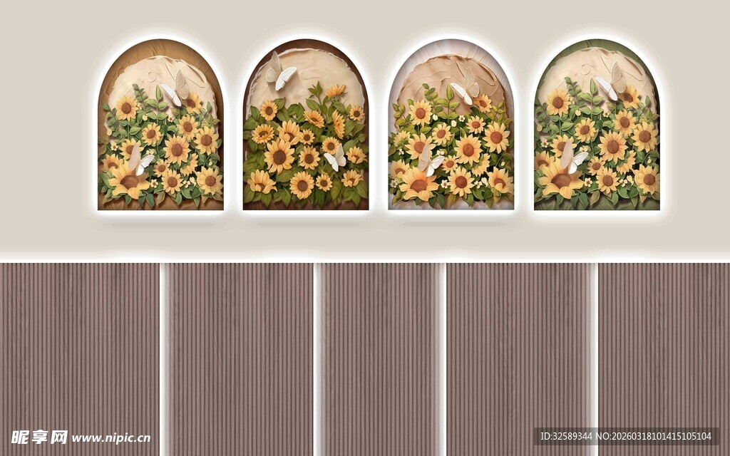 拱形花卉装饰画