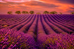 紫色薰衣草田的梦幻黄昏