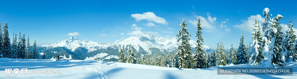 冬日雪景山林风光