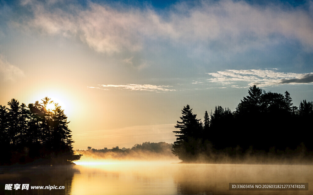 湖畔日出美景