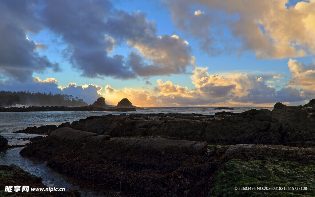 海边壮丽日落风景