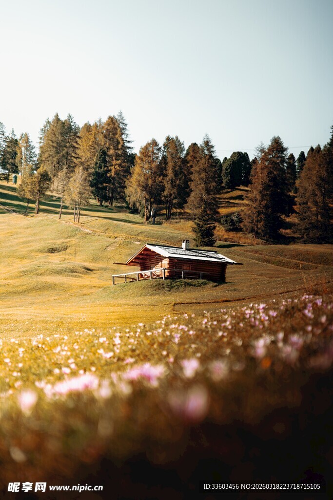 秋日田园中的温馨小屋