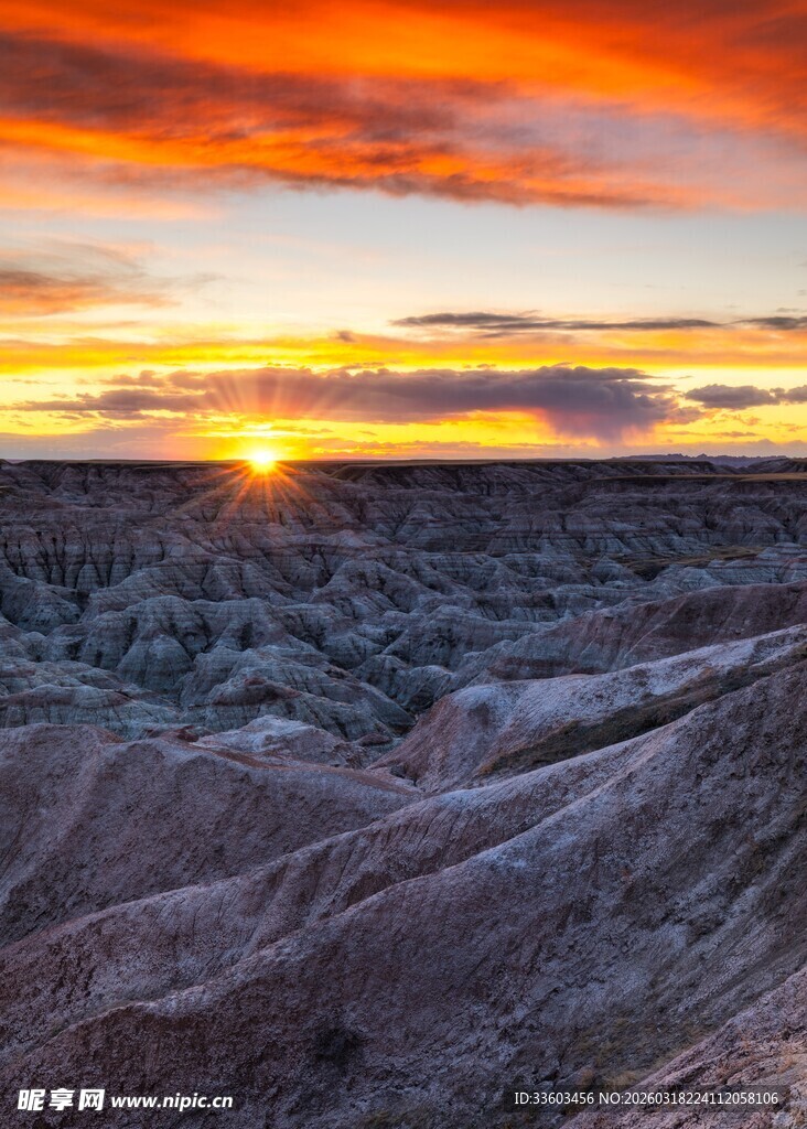 壮丽荒原日出美景