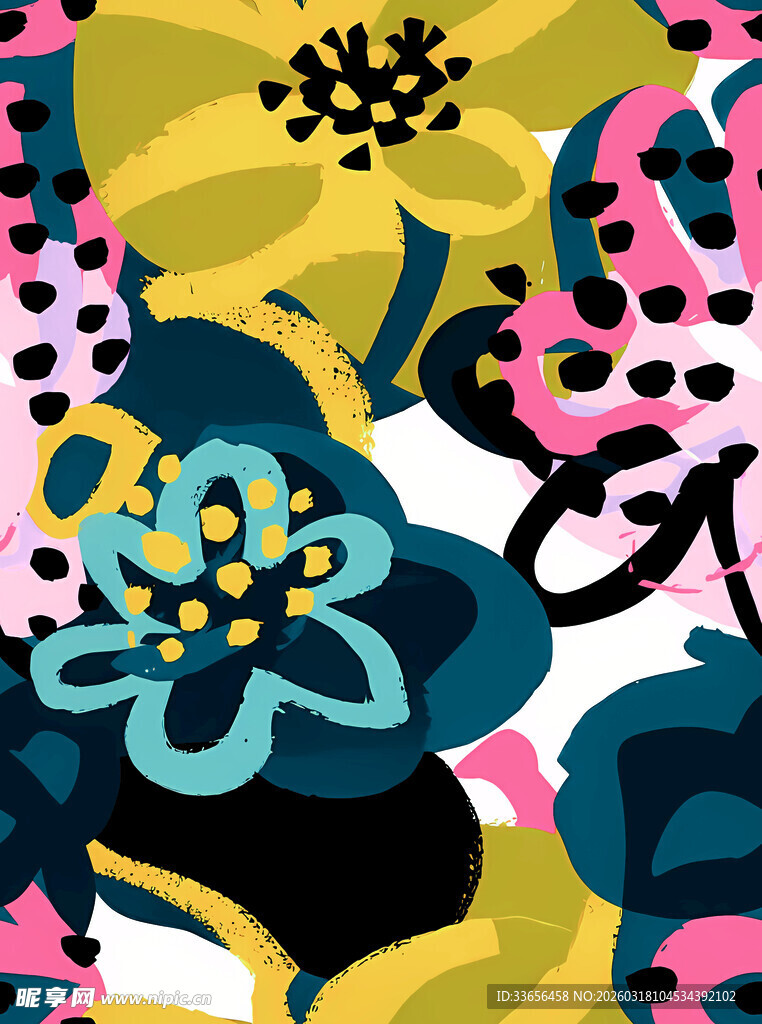 多彩抽象花卉图案设计