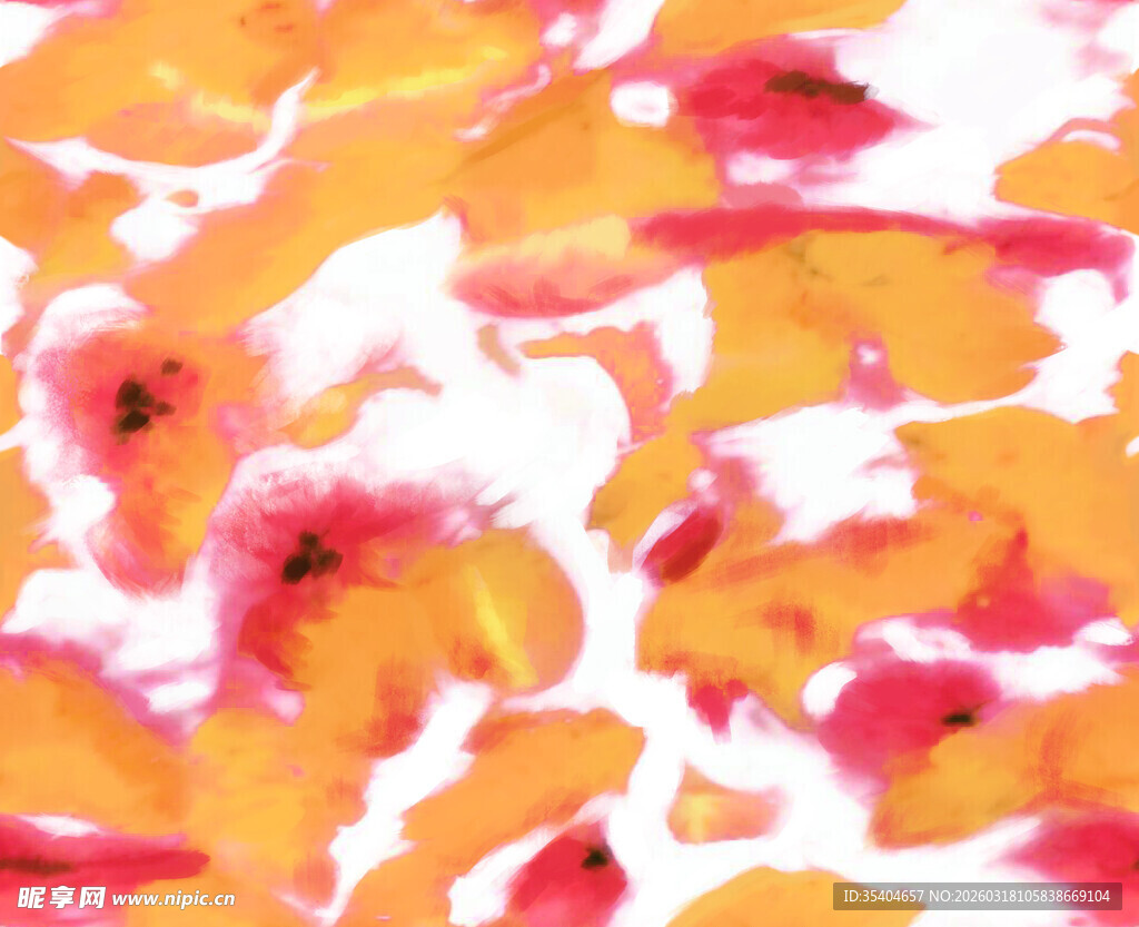 水彩风格花卉抽象图案