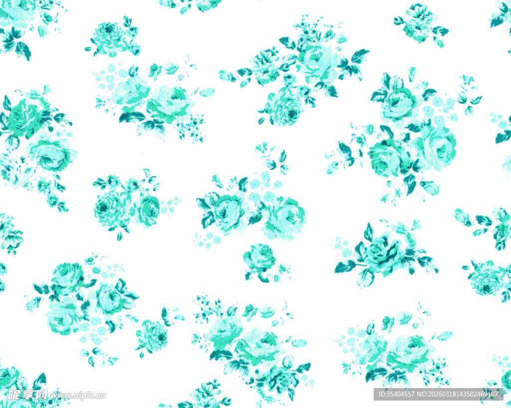 清新蓝绿花卉图案背景