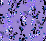 紫色花卉藤蔓无缝图案