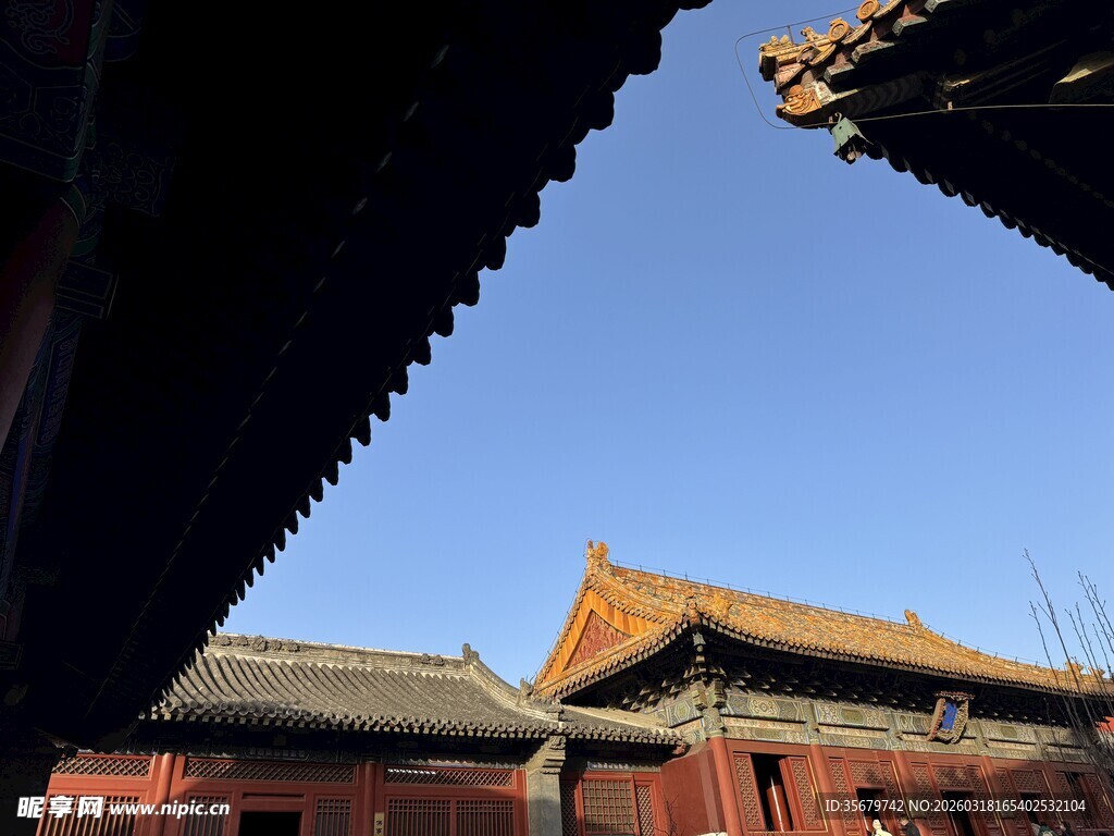 故宫古建筑仰拍景观