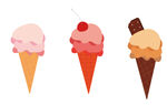 三种美味冰淇淋甜筒 