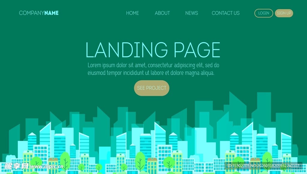绿色城市景观着陆页设计