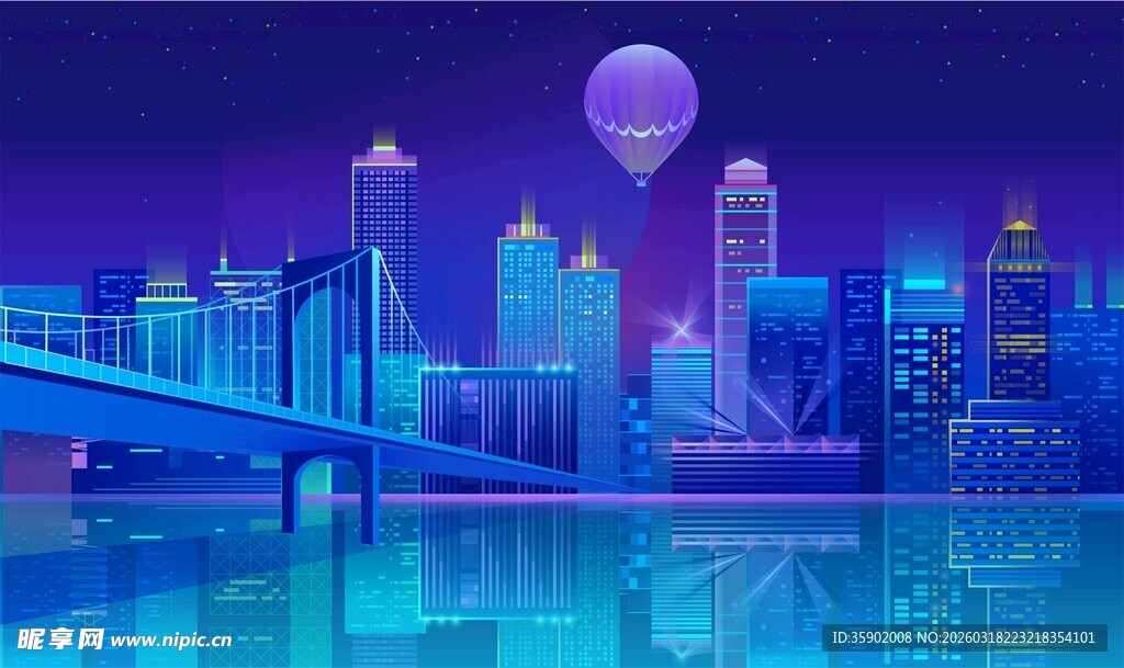 梦幻霓虹都市夜景