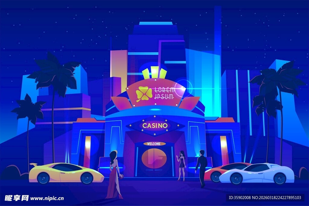 梦幻霓虹下的酷炫建筑场景