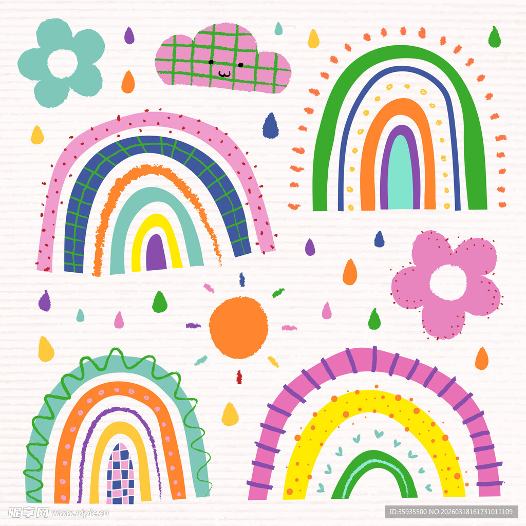 多彩手绘彩虹图案集合