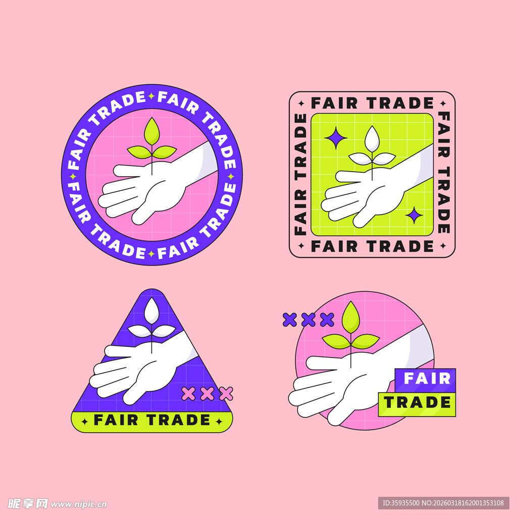 创意手主题潮流贴纸设计