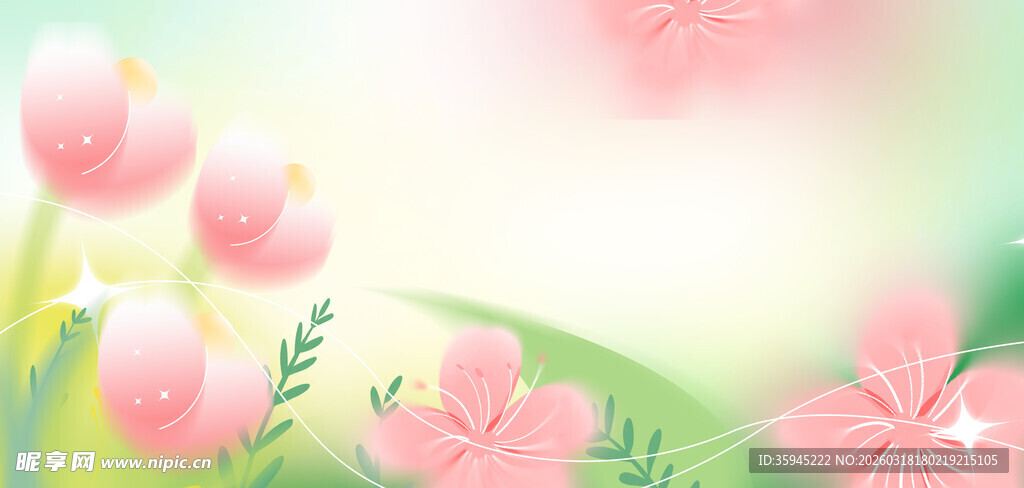 春日梦幻粉色花卉美景