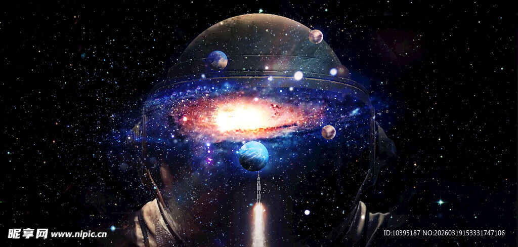 宇航员视角下的璀璨星系背景