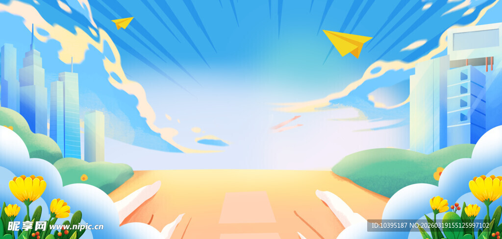 梦幻城市中的春日风景