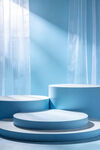 蓝色简约展台场景
