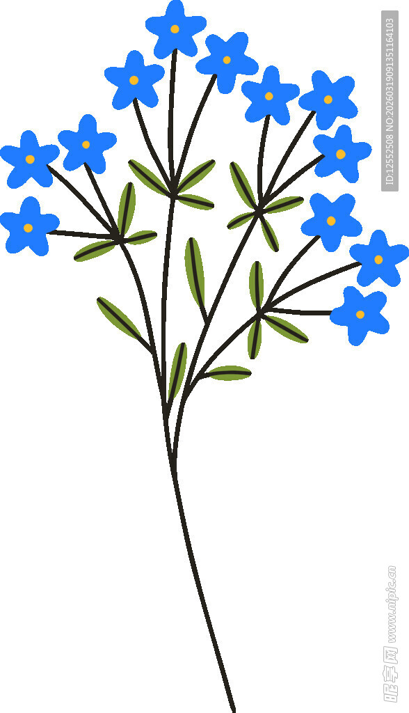 蓝色小花插画