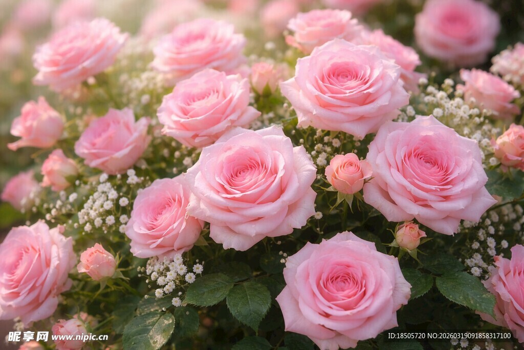 粉色娇艳玫瑰花束