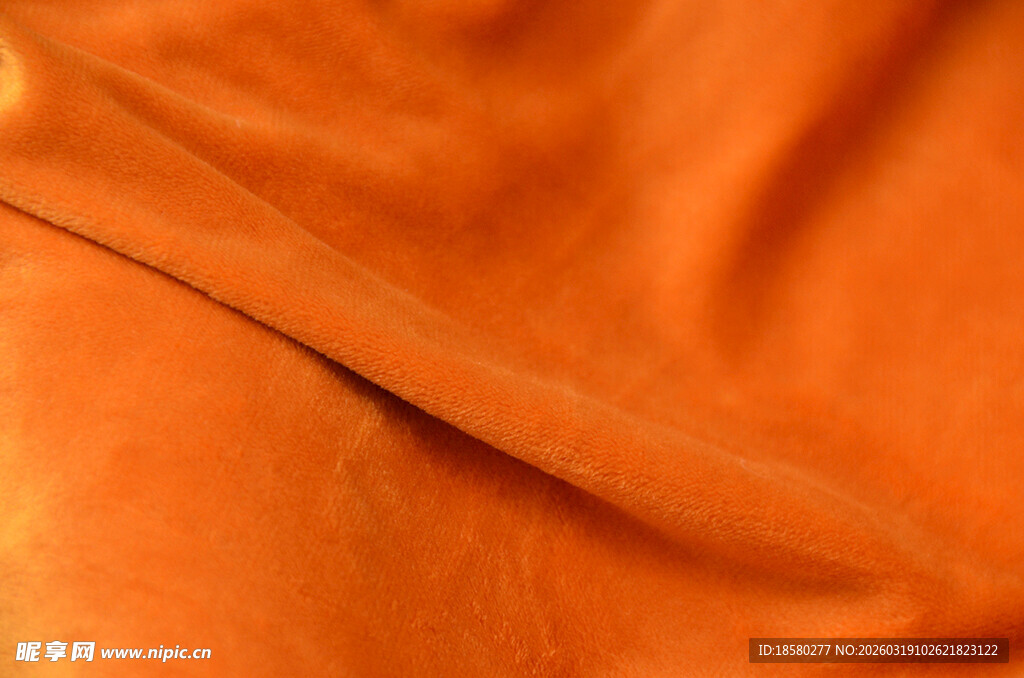 橙色柔软织物纹理特写