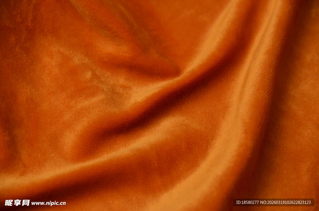 橙色柔软丝绒面料特写