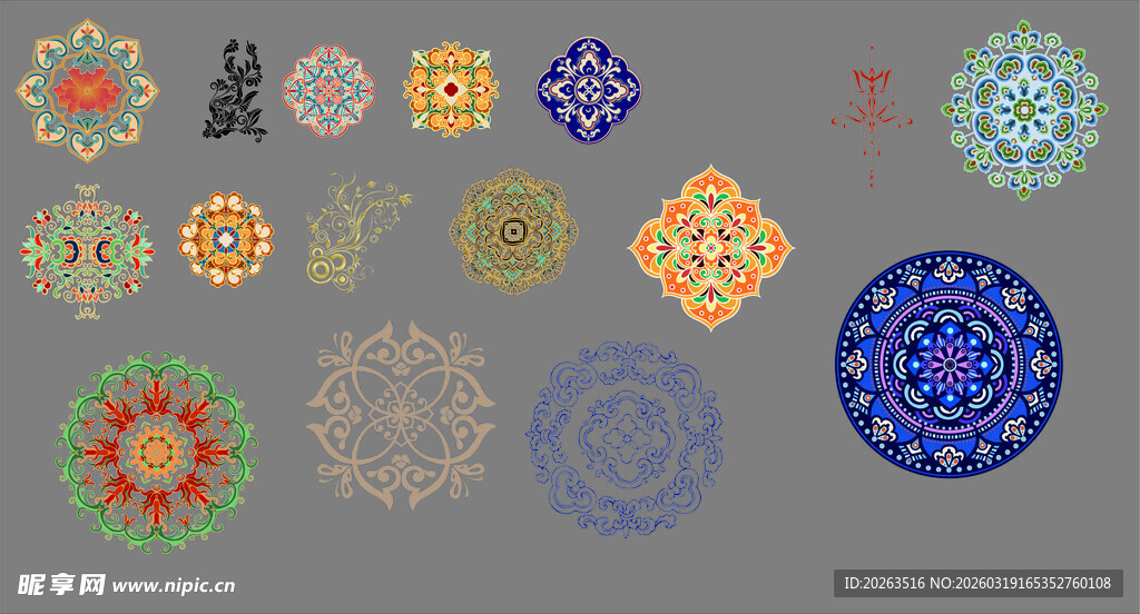 多彩几何圆形装饰图案   花纹