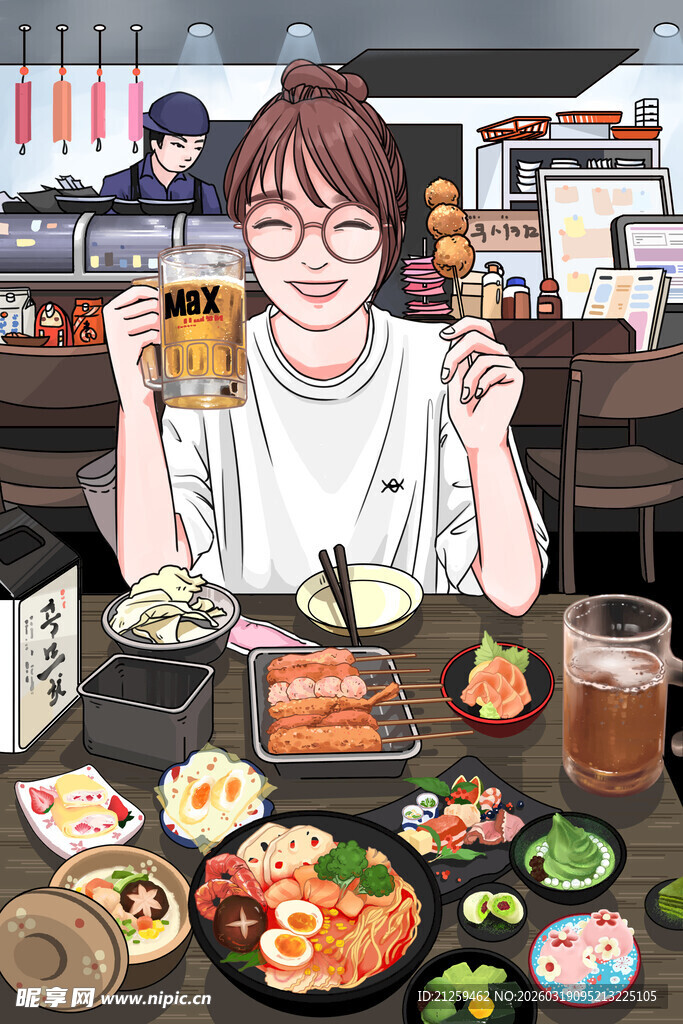 卡通动漫美食料理日本寿司插画