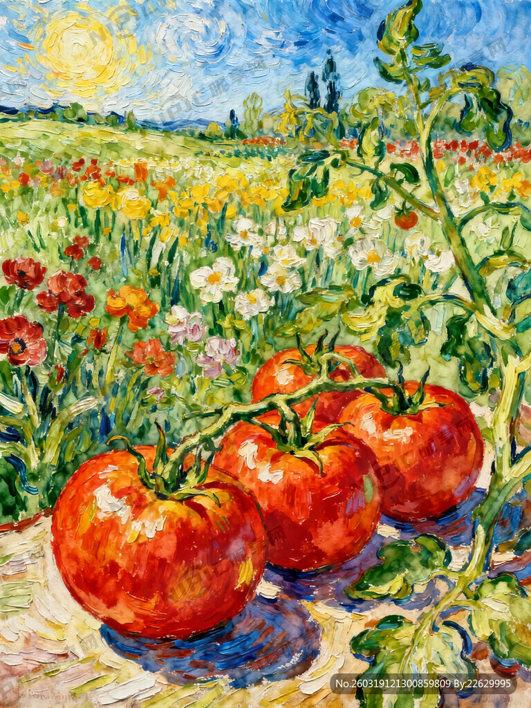 梵高油画风格 春天里百花盛开