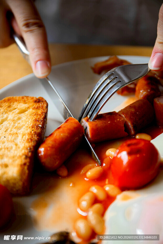 美味英式早餐摆盘特写