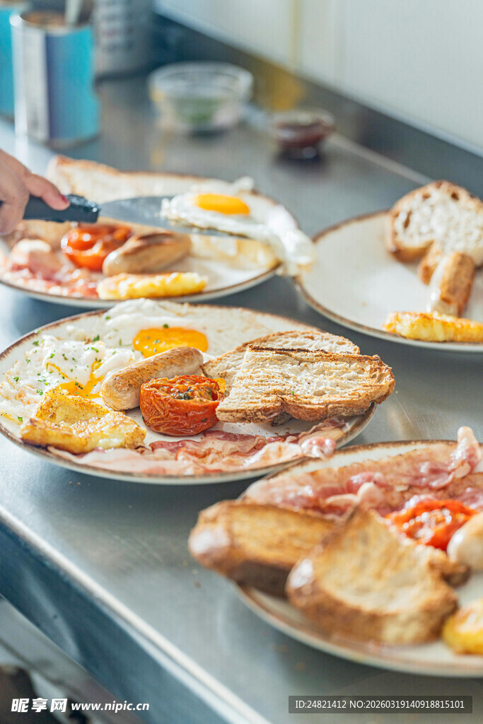 丰盛早餐美食展示