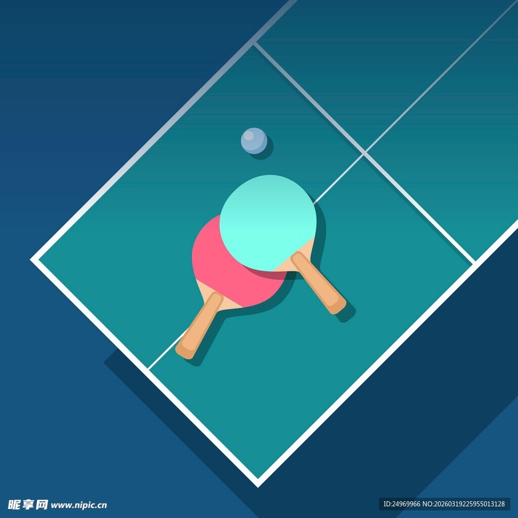 桌上乒乓球运动场景