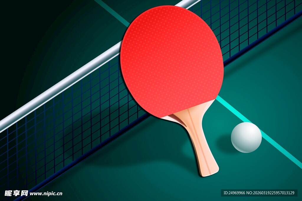 桌上乒乓球与球拍场景