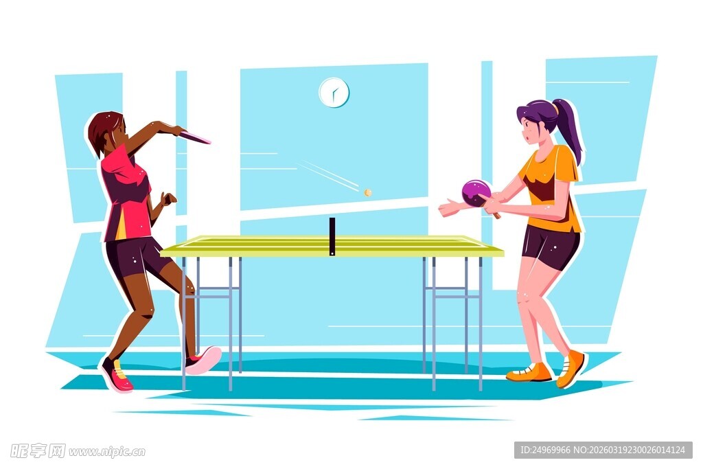 室内乒乓球对决