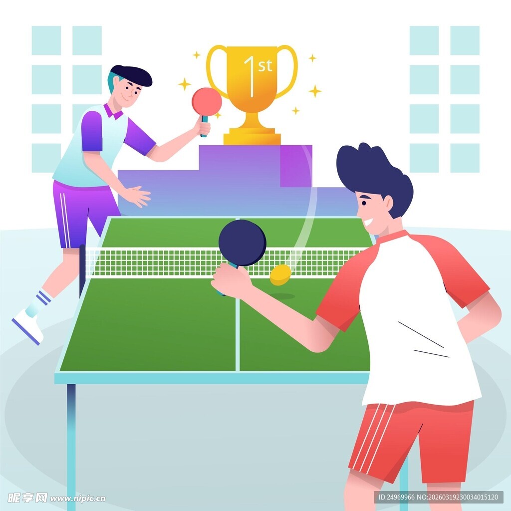 乒乓球赛对决瞬间