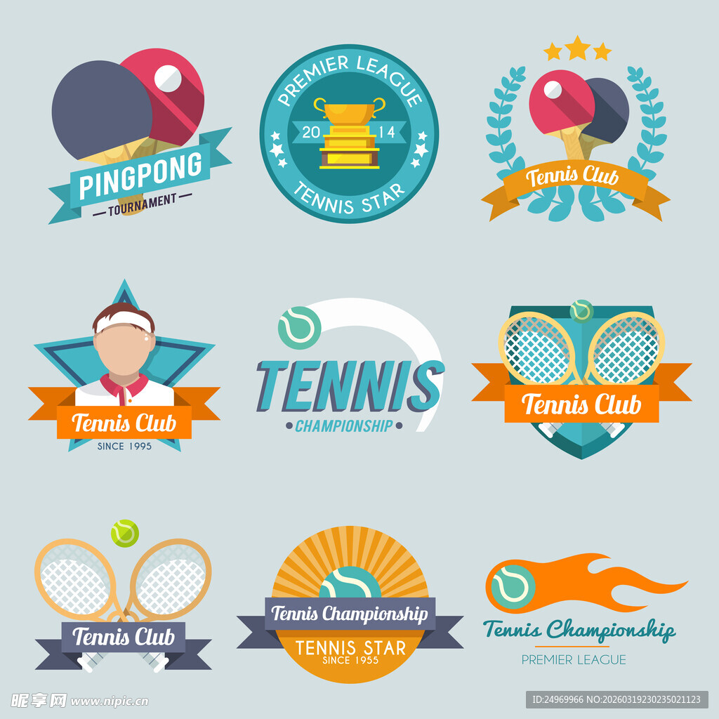 网球运动相关标志设计