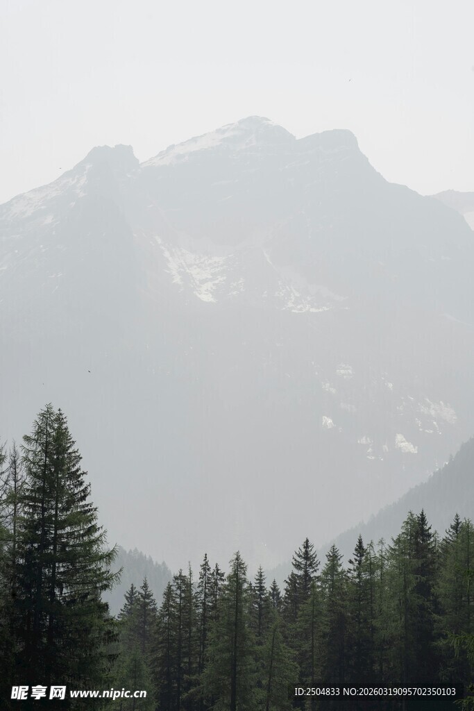 山林间的朦胧远山