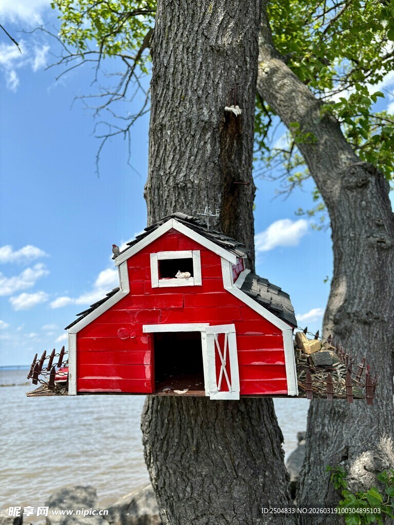 树上的红色小屋